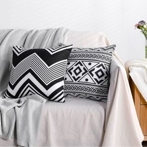 Bedsum Black And White Boho Modern Throw Pillow Covers Set Of 2 18x18”